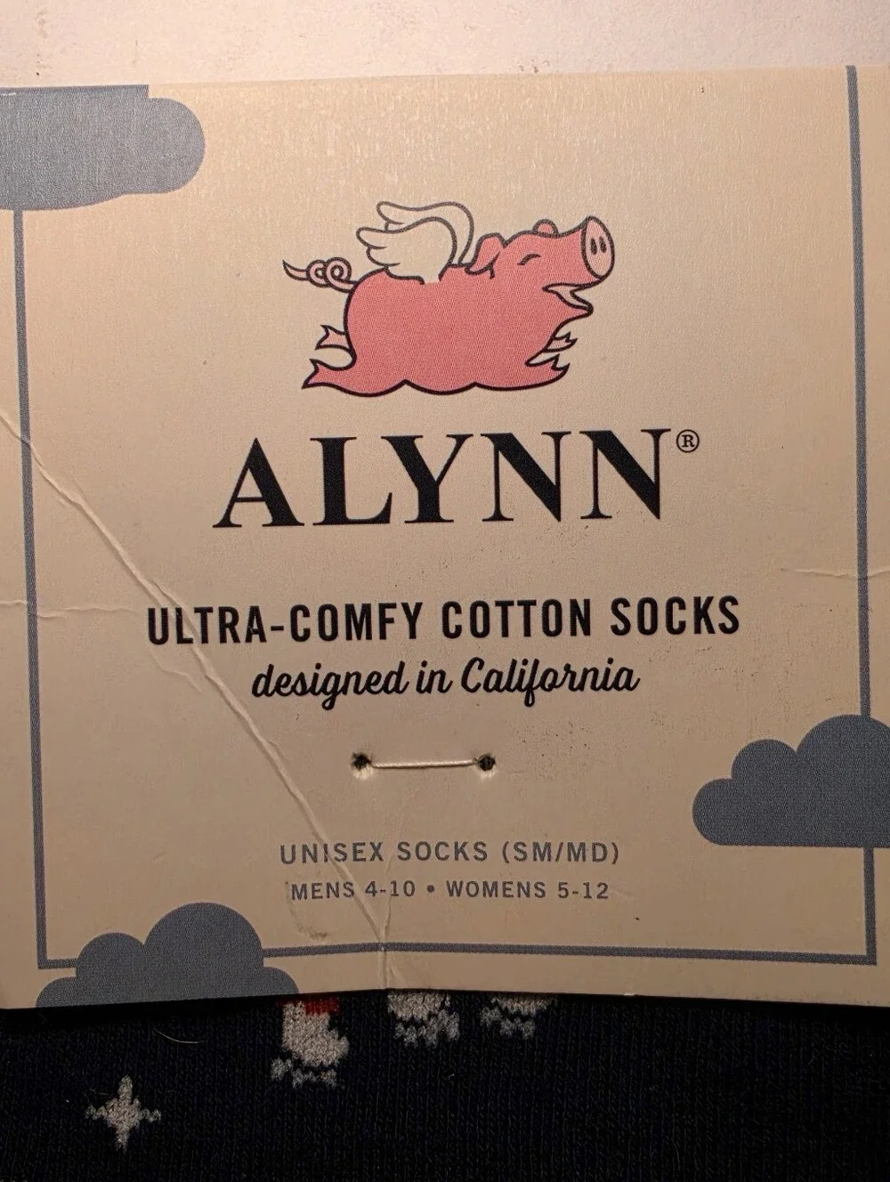 NWT Alynn Navy Cat Pattern Cotton Novelty Socks Woman's 5-12 Men's Size 4-10